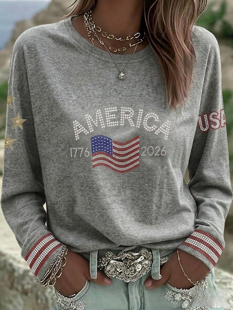Women's Retro American Independence Day Long-Sleeve Top