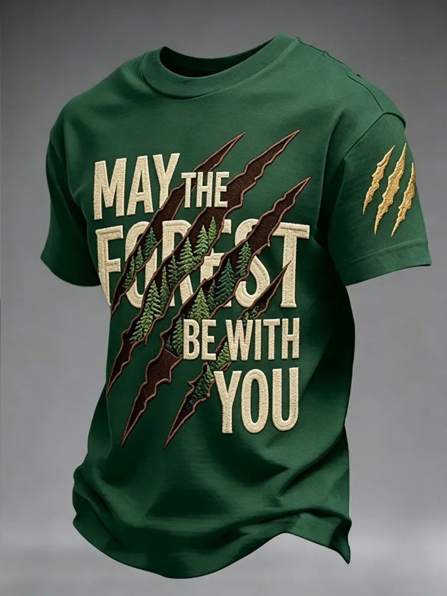Men's May The Forest Be With You Printed T-Shirt