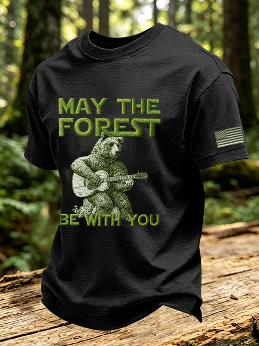 Men's May The Forest Be With You Printed Casual T-Shirt
