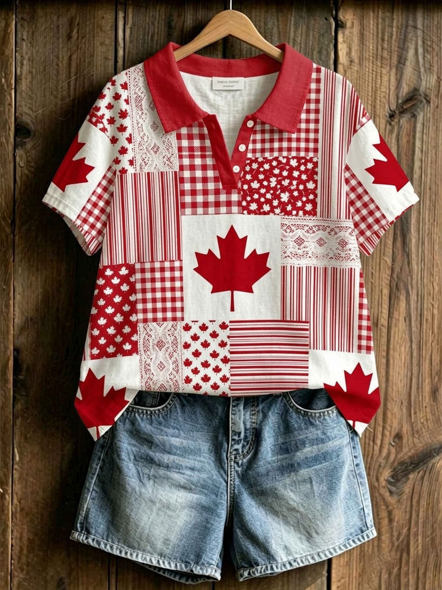 Women's Canada Maple Leaf Art Print Casual T-Shirt