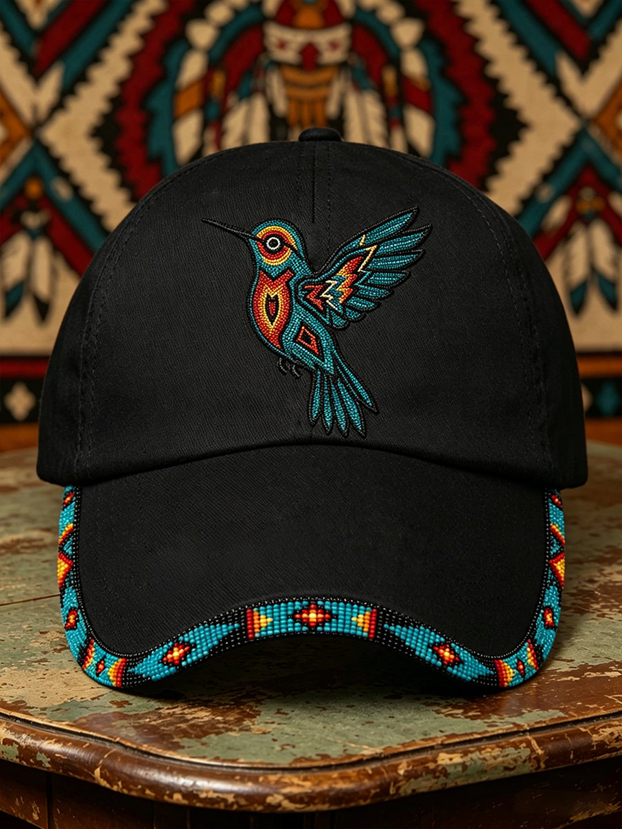 Unisex Indigenous Art Hummingbird Pattern Hat