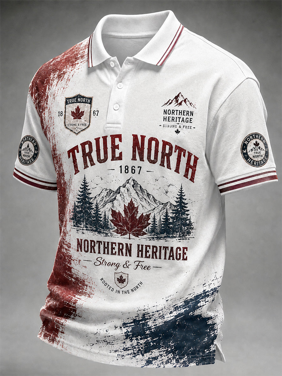 Men's Proud To Be Canadian Print Casual Polo
