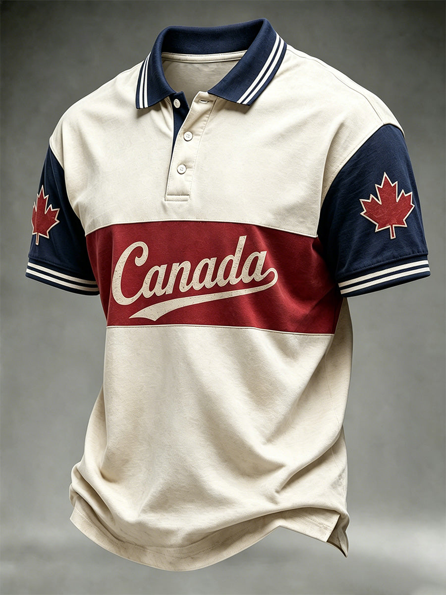 Men's Proud To Be Canadian Print Casual Polo