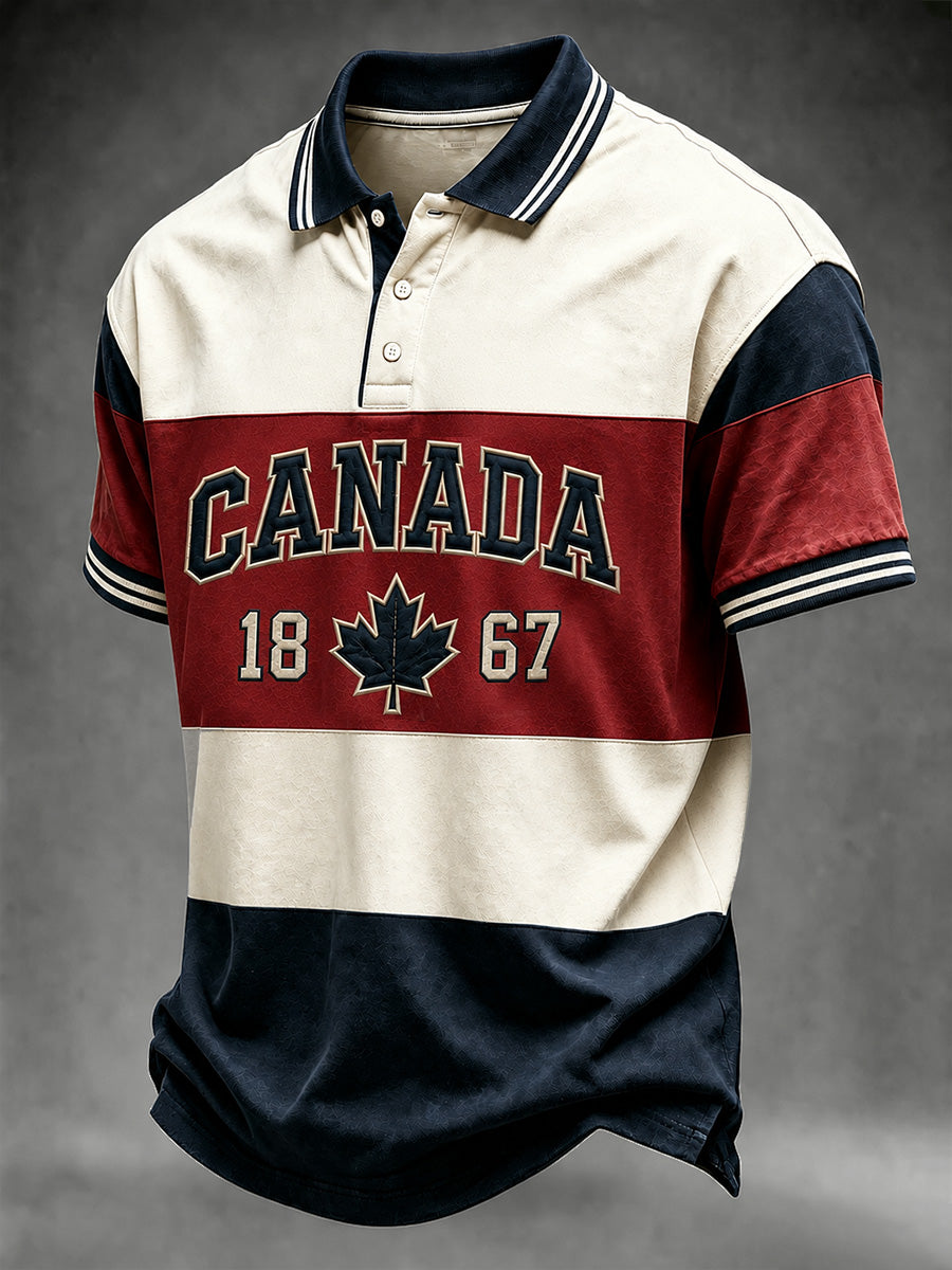 Men's Proud To Be Canadian Print Casual Polo