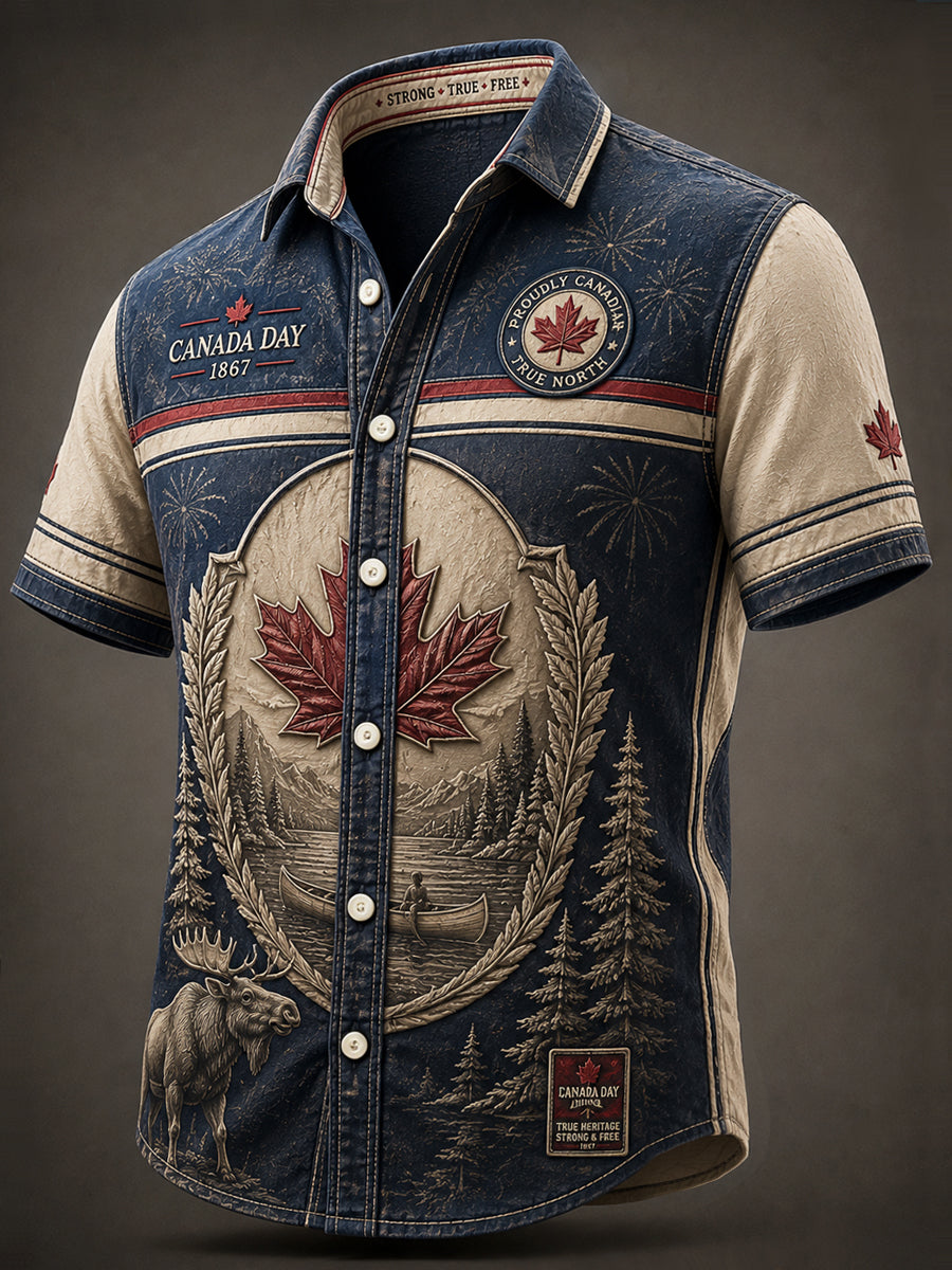 Retro Canada Day Commemorative Casual Shirt