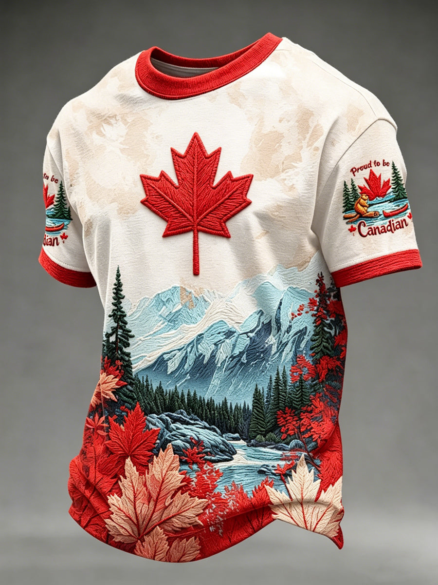 Men's Canada Day Printed Vintage Fashion Loose Short Sleeve T-Shirt