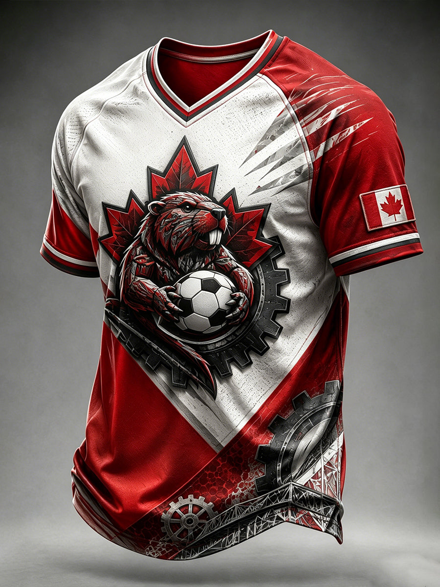 Men's Canada Football V-neck T-shirt