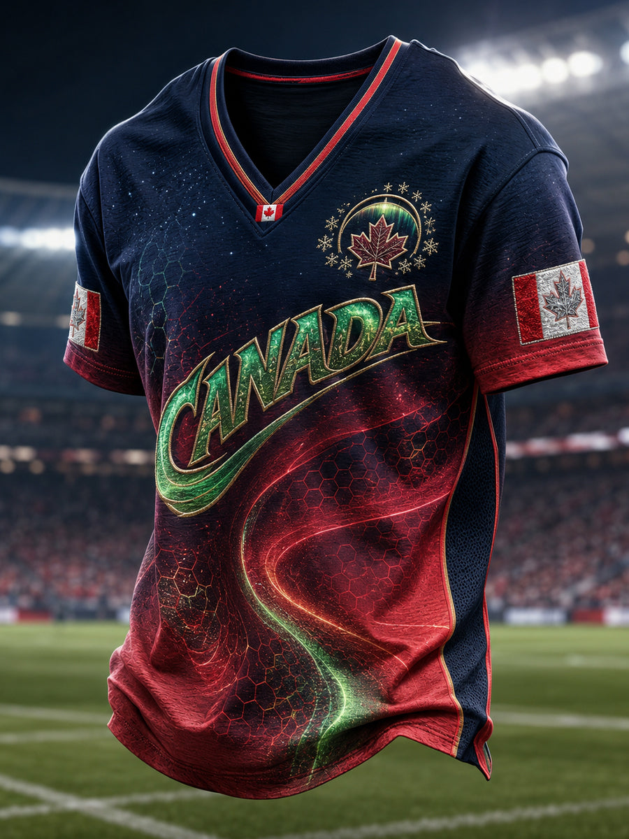 Men's Canada Football V-Neck T-Shirt