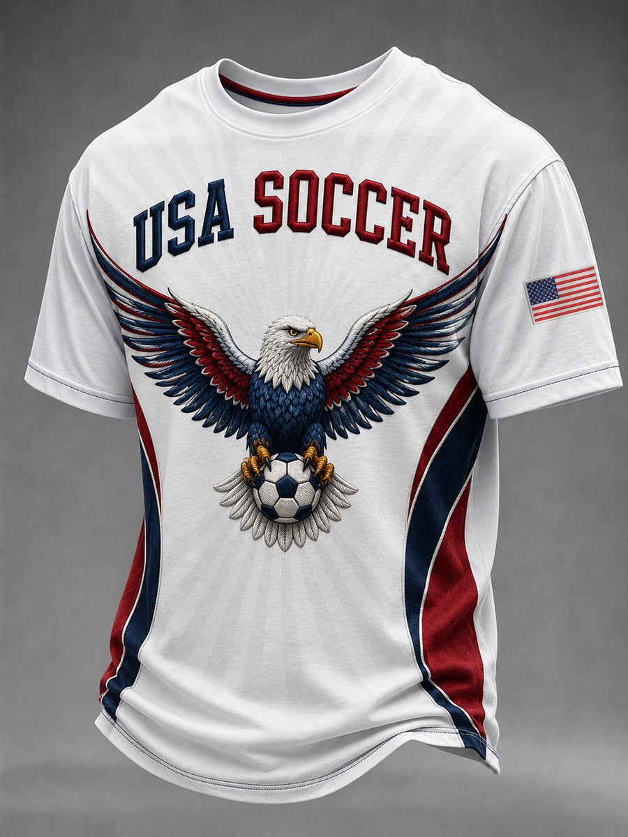 Men's USA Soccer Fan Printed Casual T-shirt