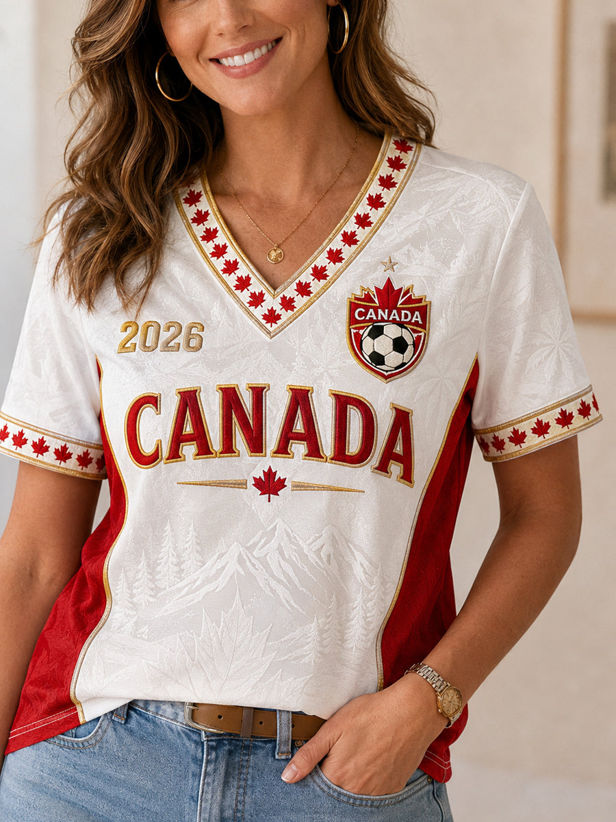 Women's Gift For Football Fans Print Casual V-Neck Tee