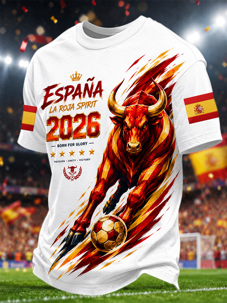 Men's Gift For Spain Soccer Fans Print Casual Tee