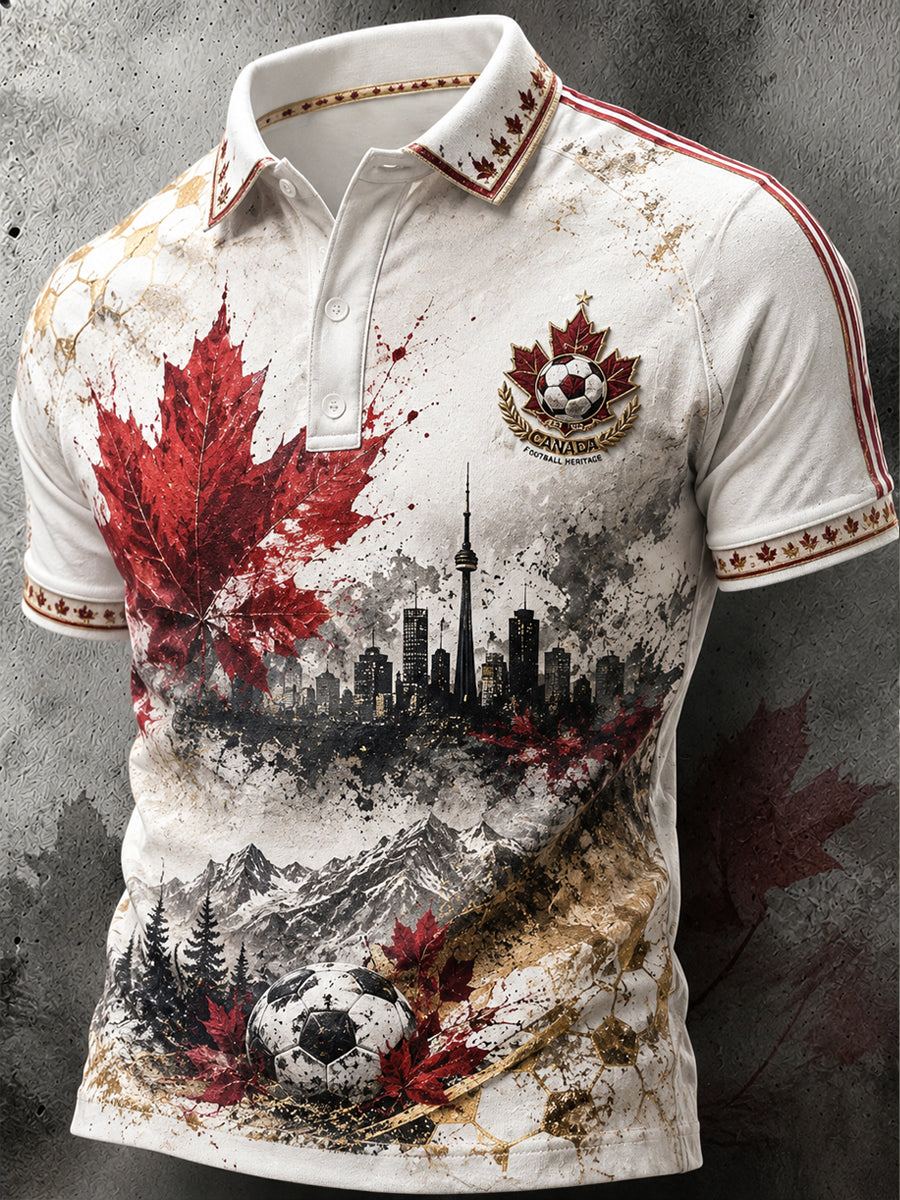 Men's Canada Football Art Print Polo Shirt