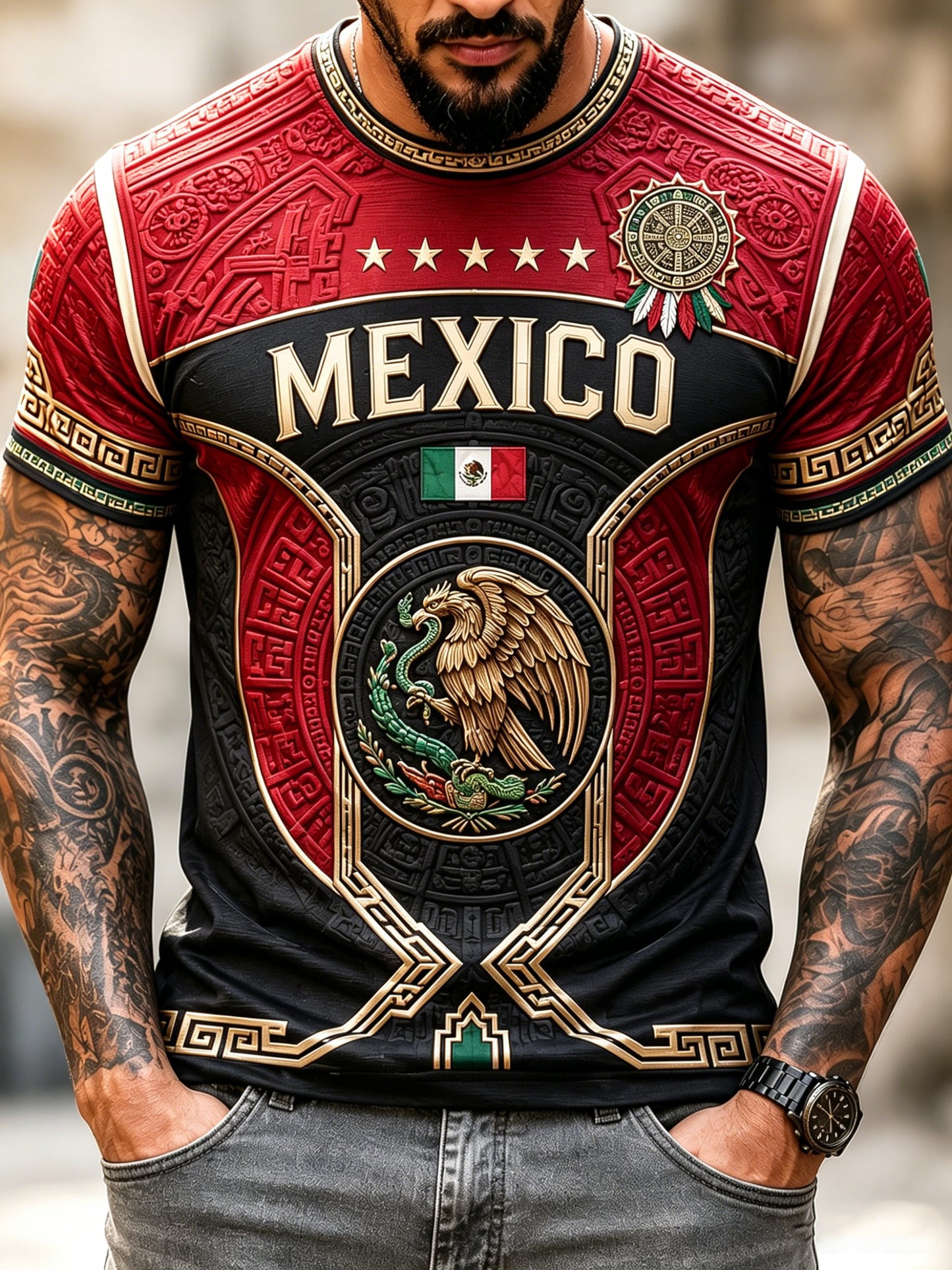 Men's Mexican Football Match Cheer Art Print T-Shirt
