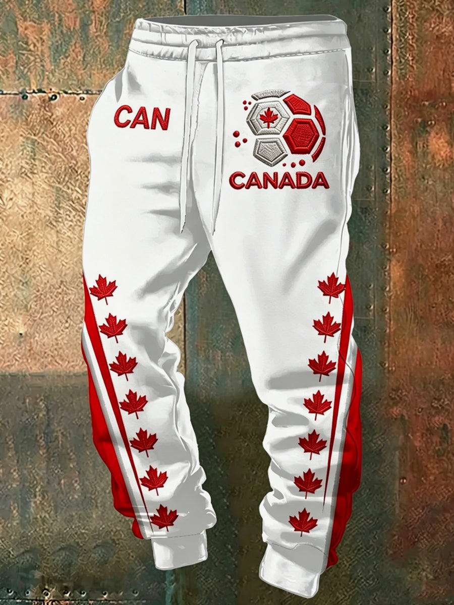 Men's Canada Soccer Printed Drawstring Sports Pants