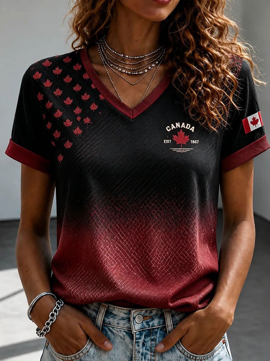Women's Canada Print Casual T-shirt