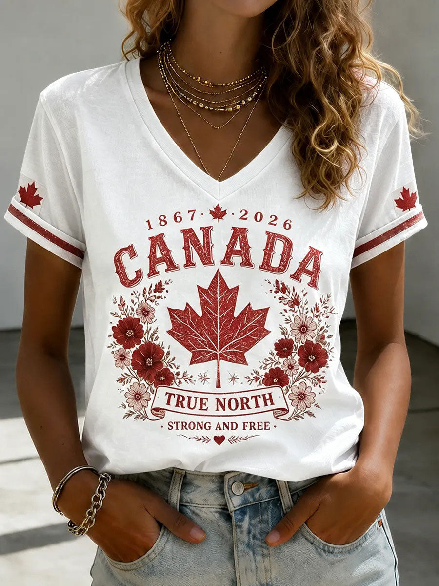 Women's Canada Print Casual T-shirt
