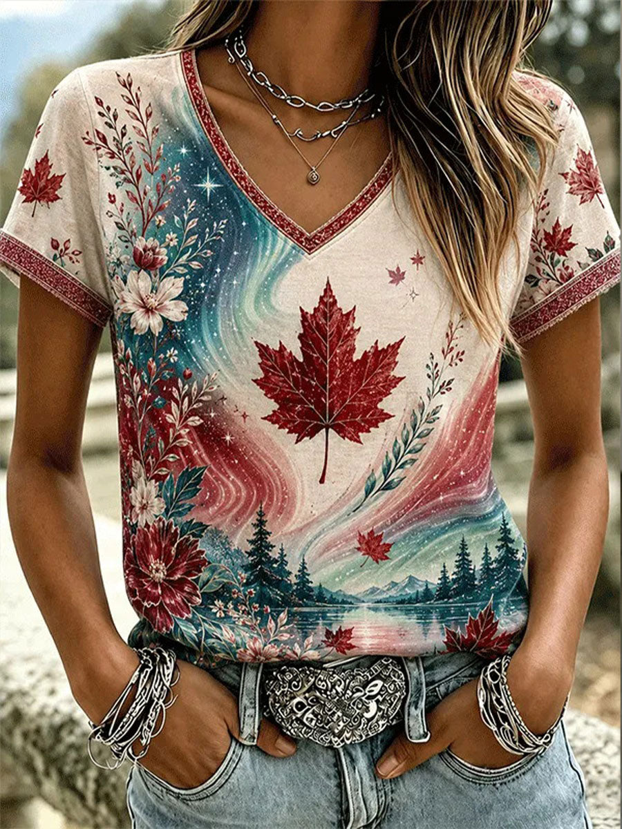 Women's Canada Print Casual T-shirt