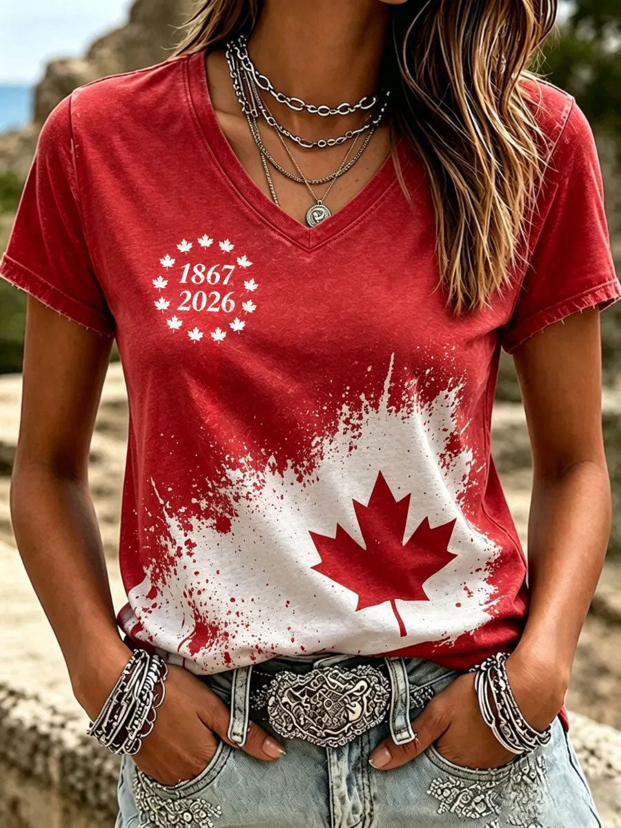 Women's Canada Print Casual T-shirt