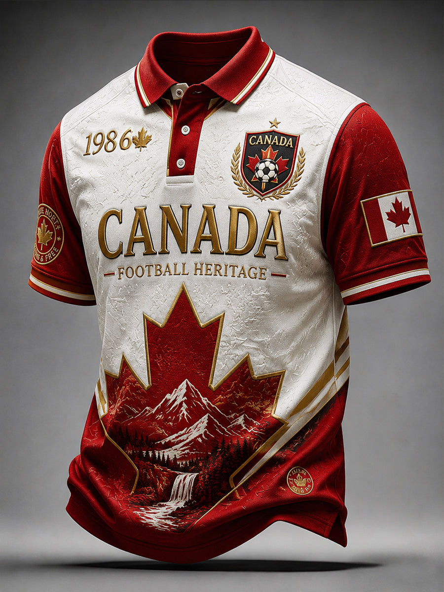 Retro 2026 Canada Soccer Maple Leaf Commemorative Polo Shirt