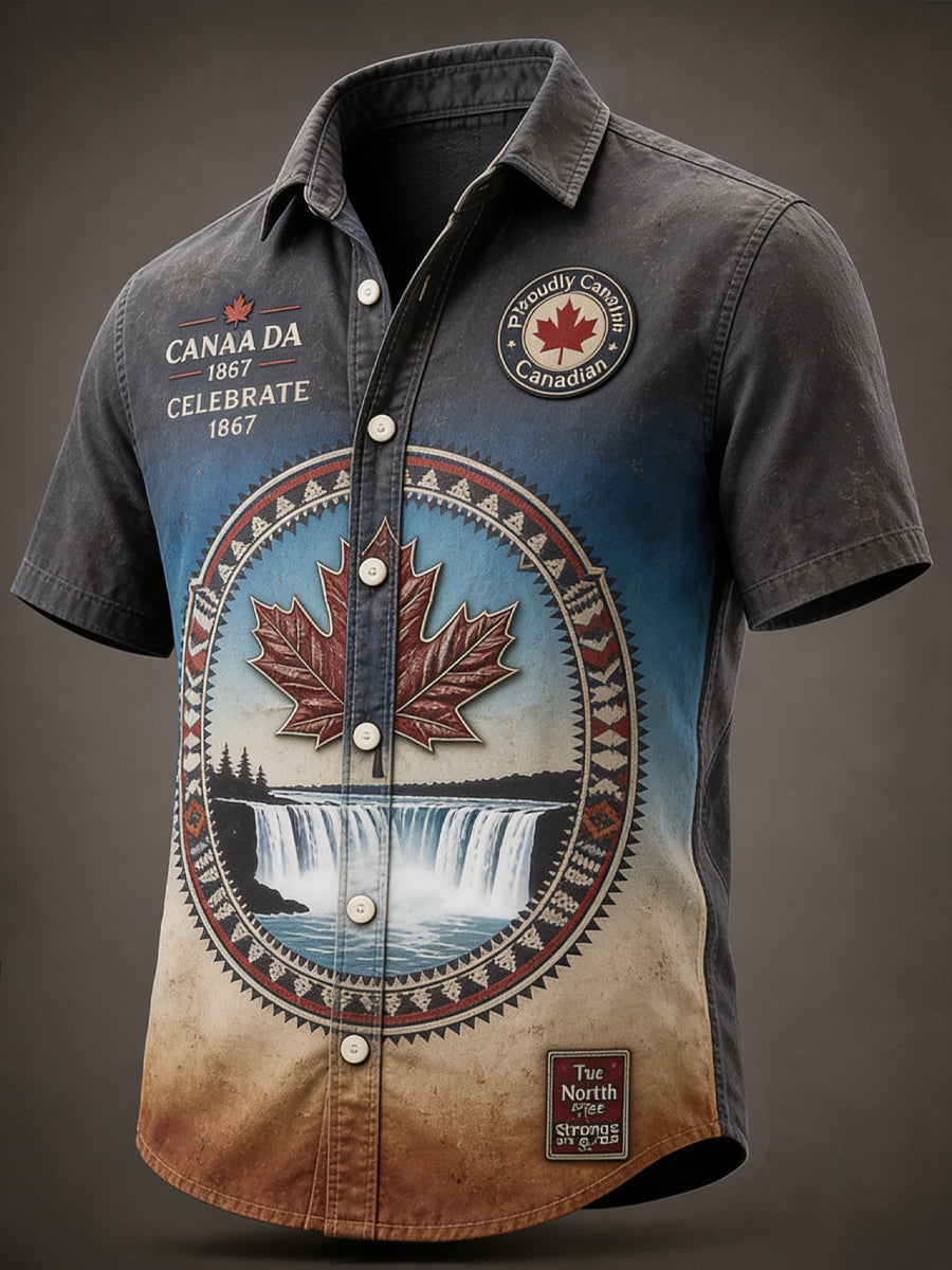 Men's Canadian Day Casual Printed Shirt