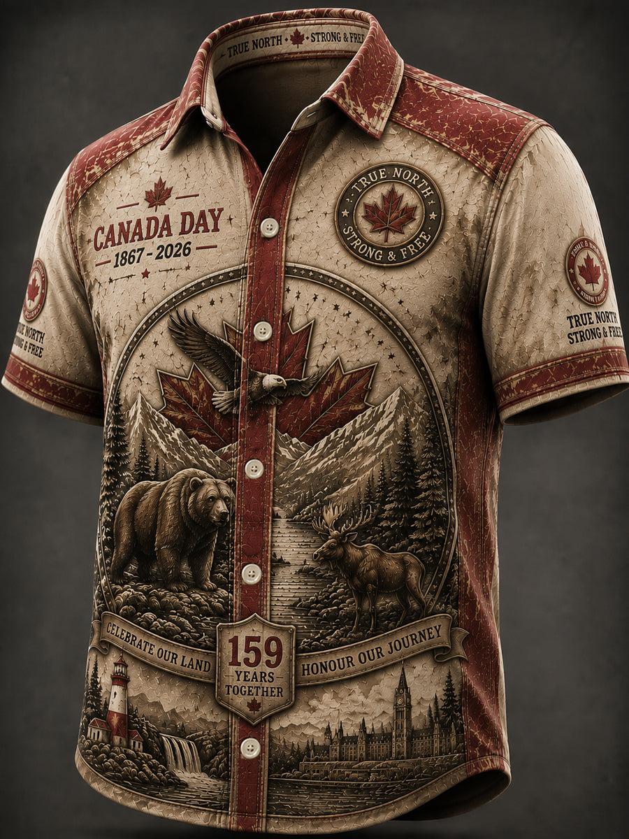 Men's Canadian Day Casual Printed Shirt