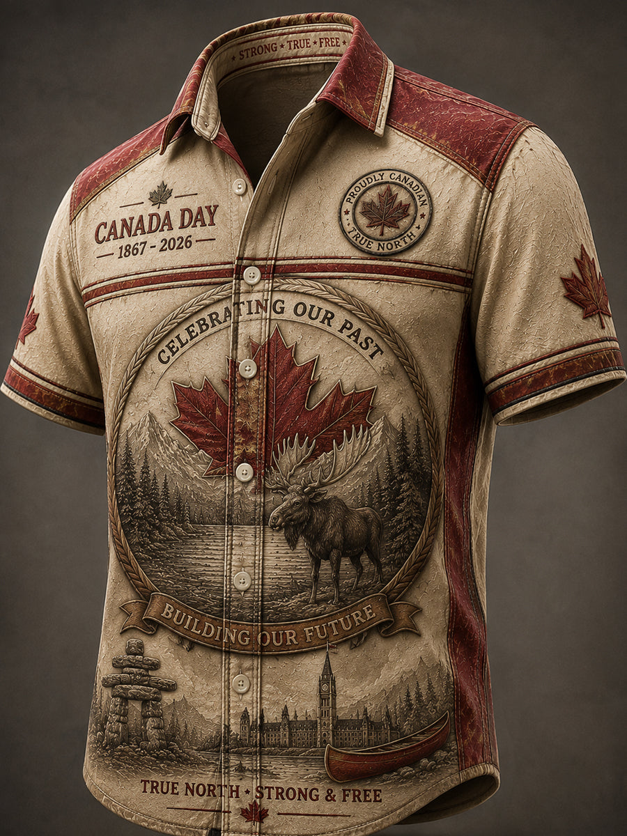 Men's Canadian Day Casual Printed Shirt