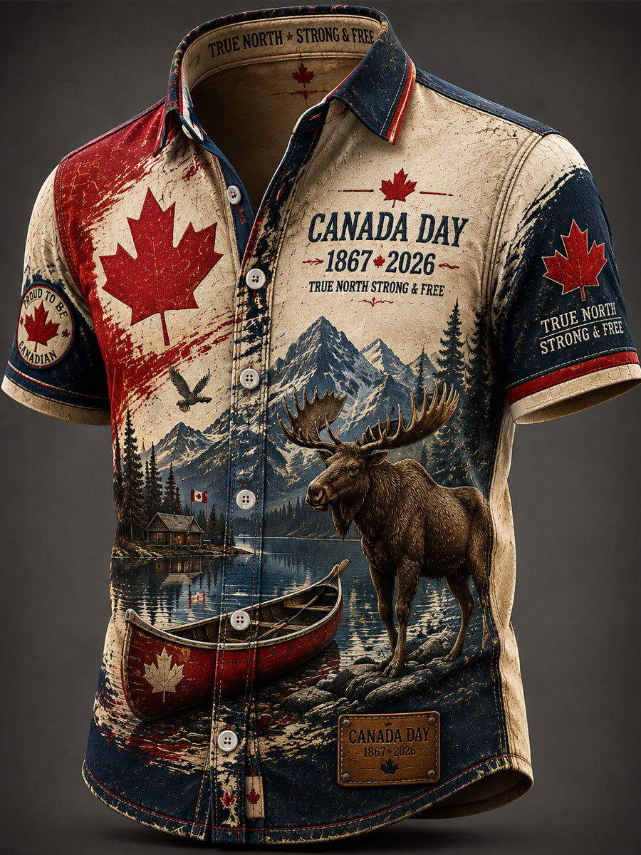 Men's Canadian Day Casual Printed Shirt