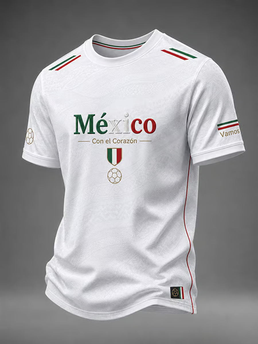 Men's Mexico Football Lover Art Printed short sleeves t-shirt