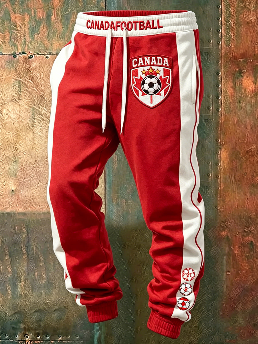 Men's Canada Soccer Printed Drawstring Sports Pants