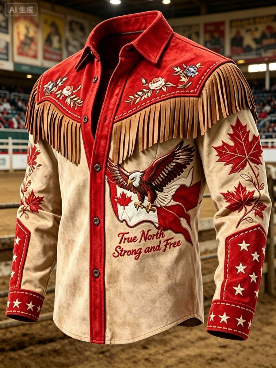 Men's Canada Calgary Stampede Print Casual Long Sleeved Shirt