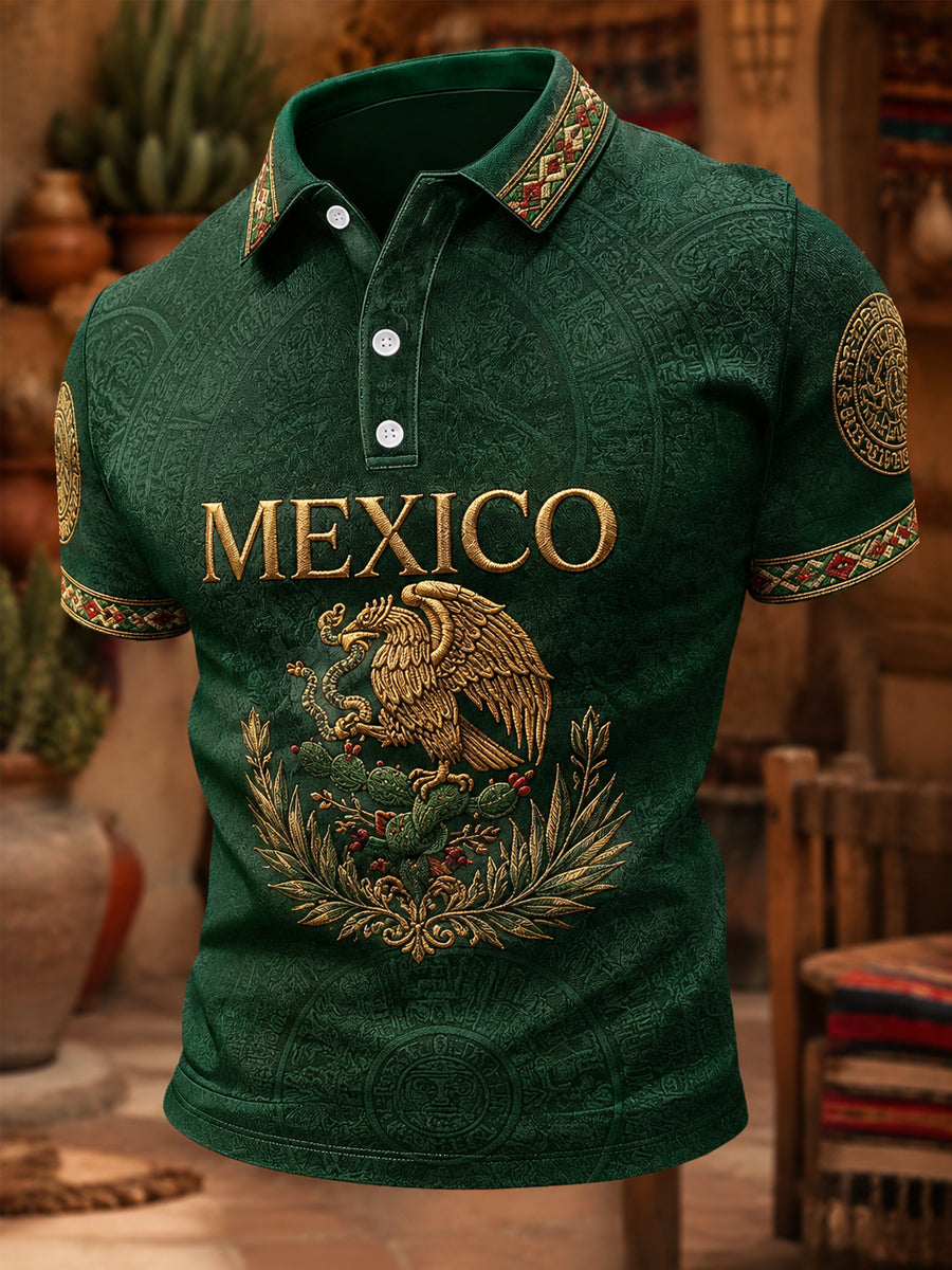 Men's Mexico Print Casual Polo