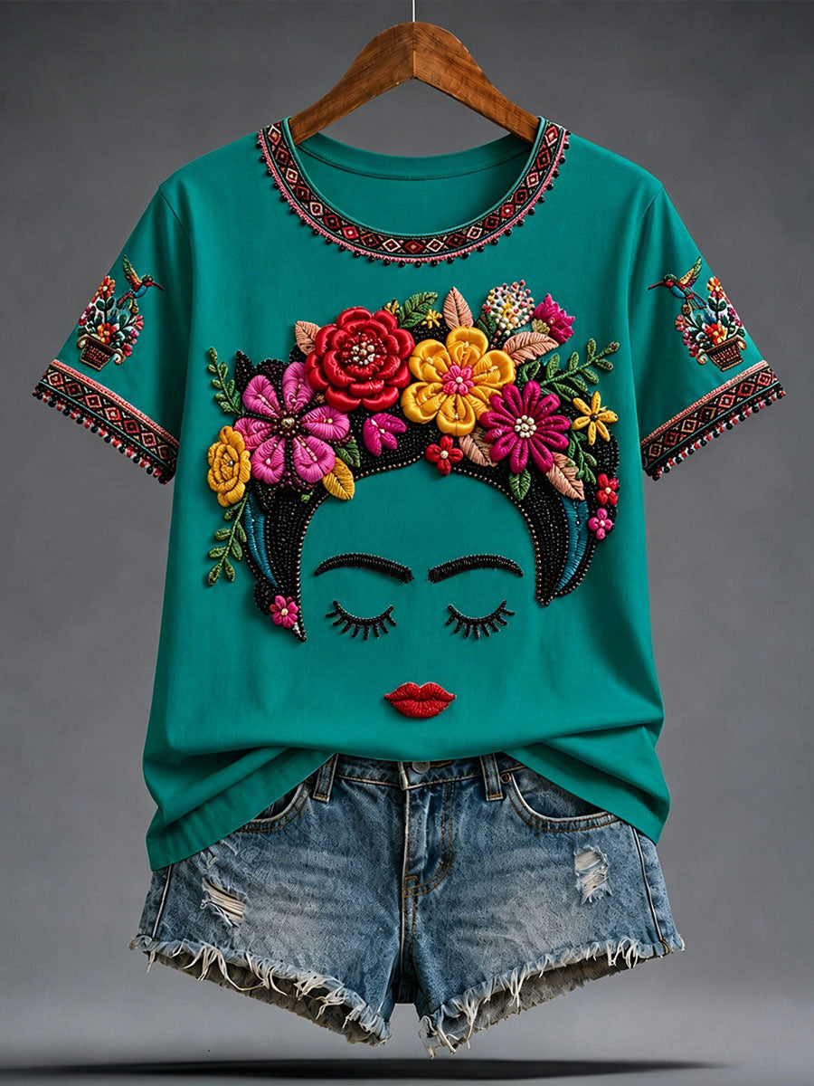Women's Guelaguetza Mexico Lele Doll Art Printed T-shirt