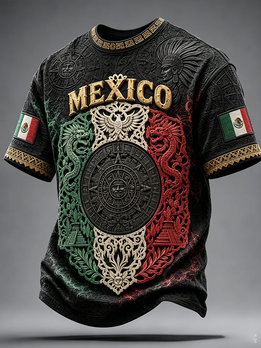 Men's Mexico Football Lover Papel Picado Art Printed T-shirt