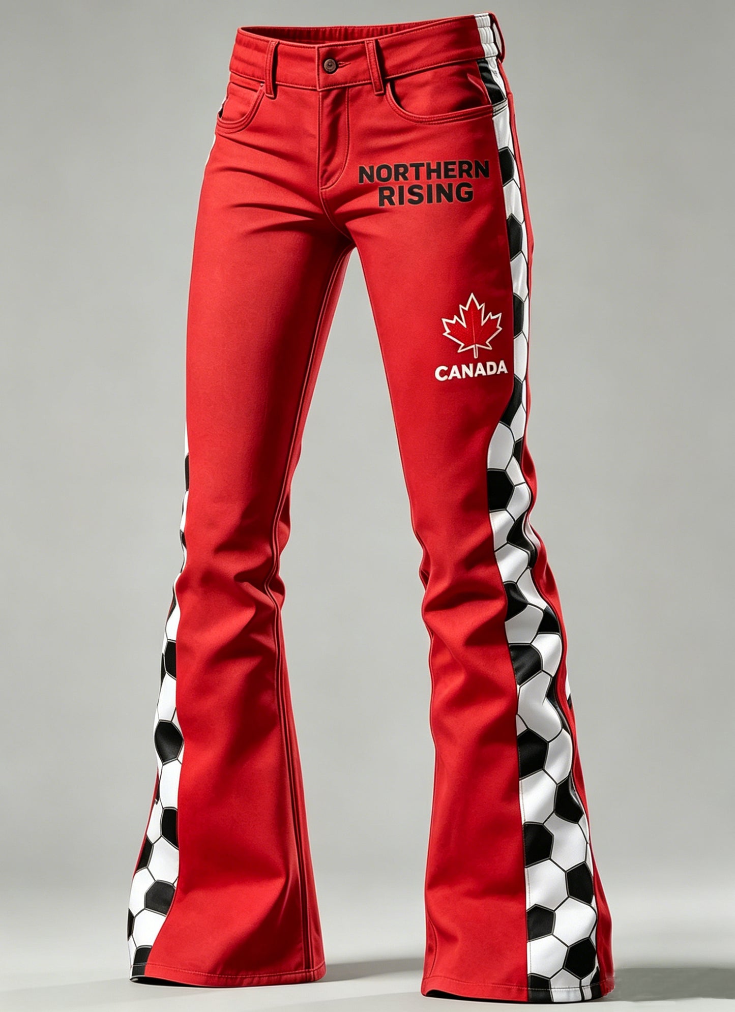 Women's Art Canada Soccer Print Flared Trousers