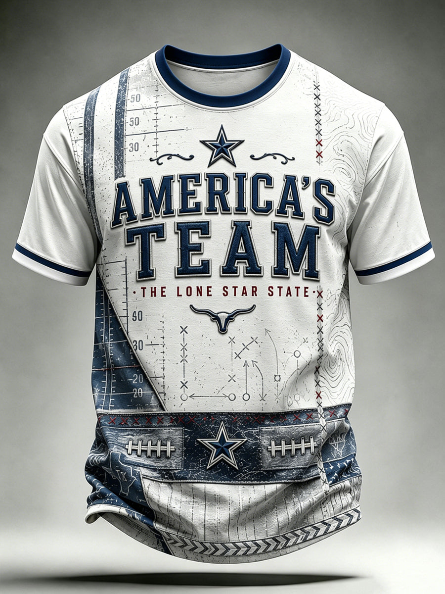 Men’s Rugby Dallas Cowboys Printed Casual Short-Sleeve T-Shirt