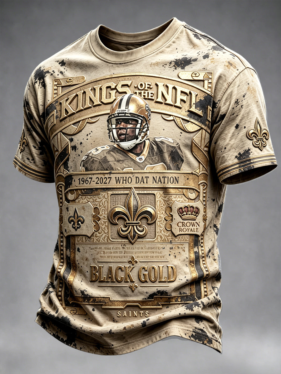 Men’s New Orleans Saints Retro Print Casual T-shirt