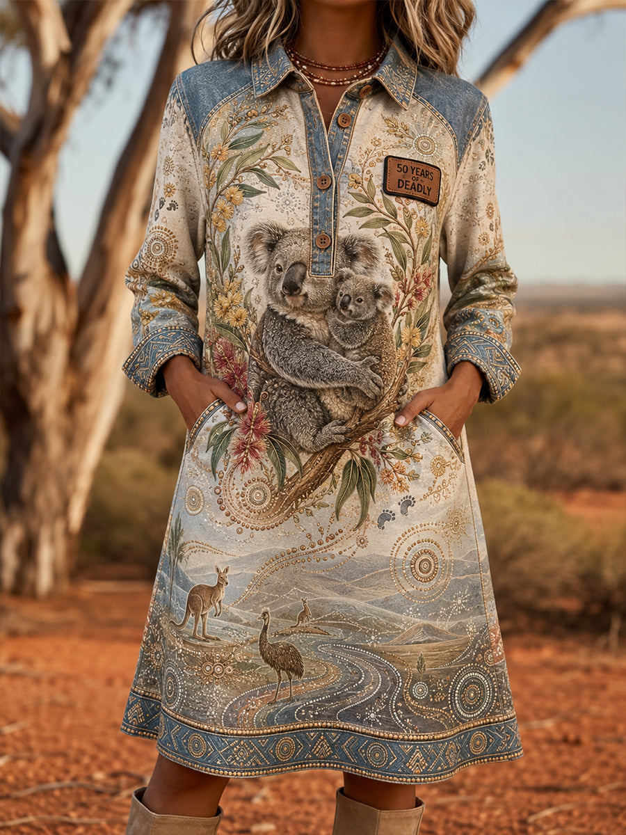 Vintage Australia Naidoc Week Lapel Pocket Dress
