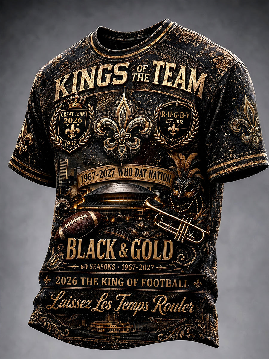 Men’s Vintage New Orleans Saints Football Print Casual T-shirt