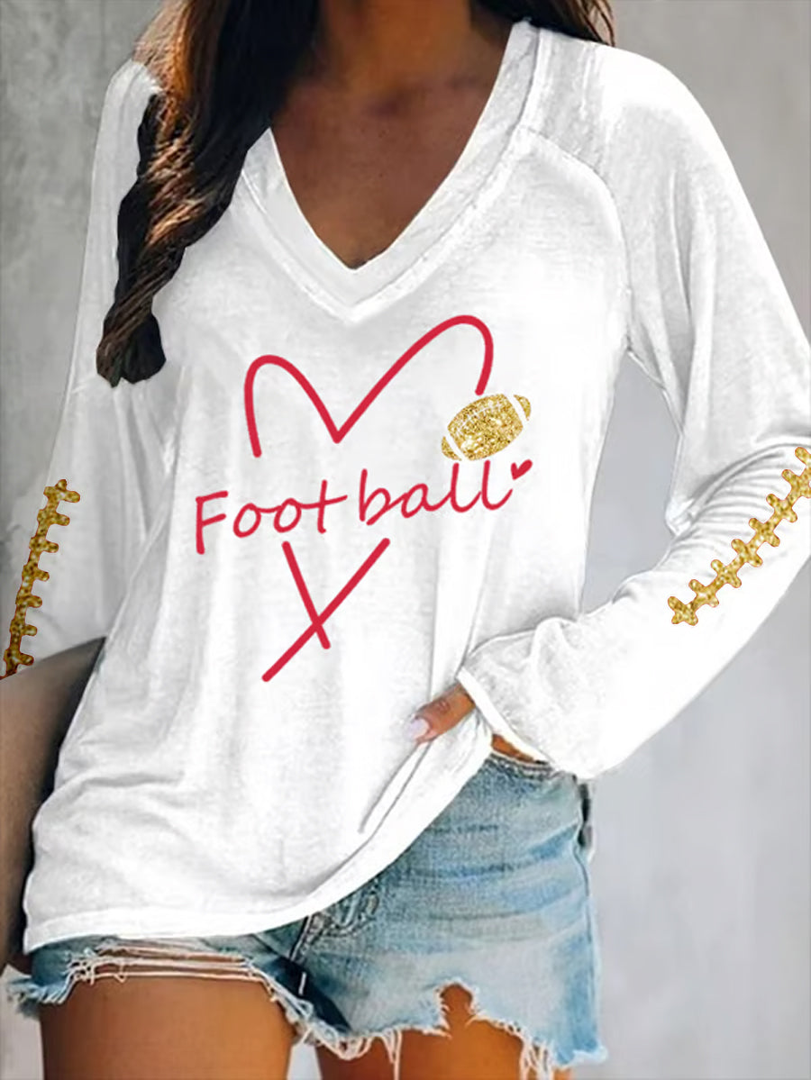 Women's Football Fans Lovers Gameday Casual Long Sleeve T-Shirt