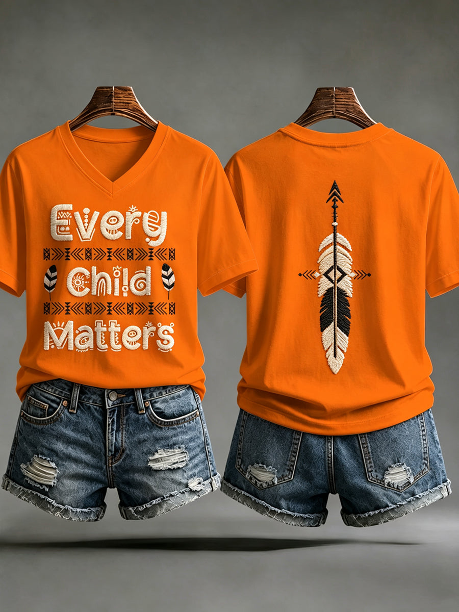 Women's Every Child Matter Printed Vintage Fashion Loose Short Sleeve T-Shirt