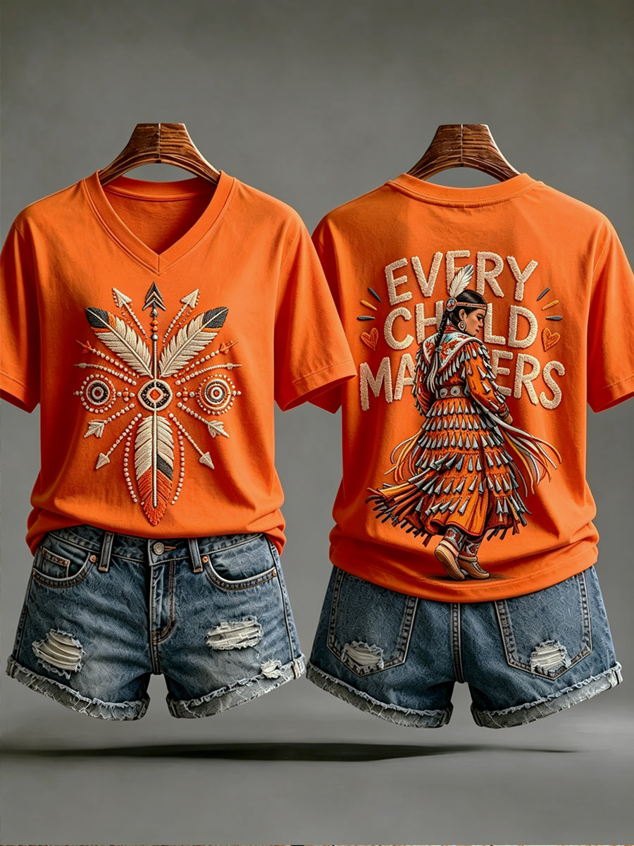 Women's Every Child Matter Printed Vintage Fashion Loose Short Sleeve T-Shirt