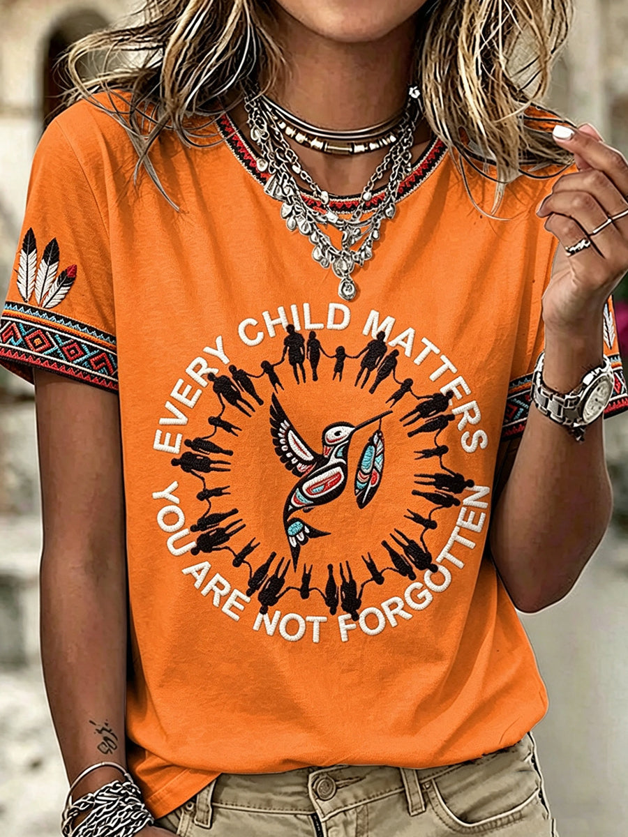 Women's Every Child Matter Printed Vintage Fashion Loose Short Sleeve T-Shirt