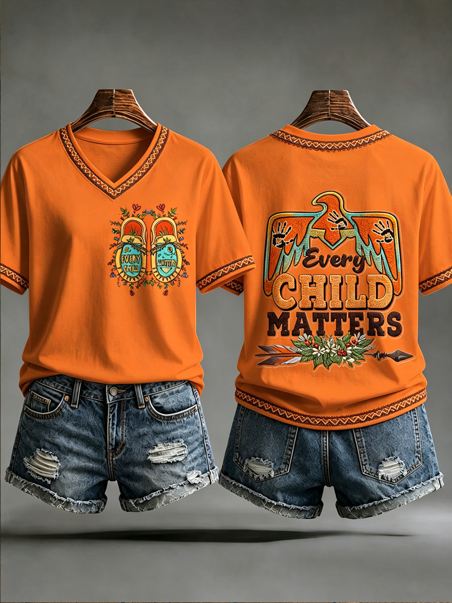 Women's Every Child Matters Printed Vintage Fashion Loose Short Sleeve T-Shirt