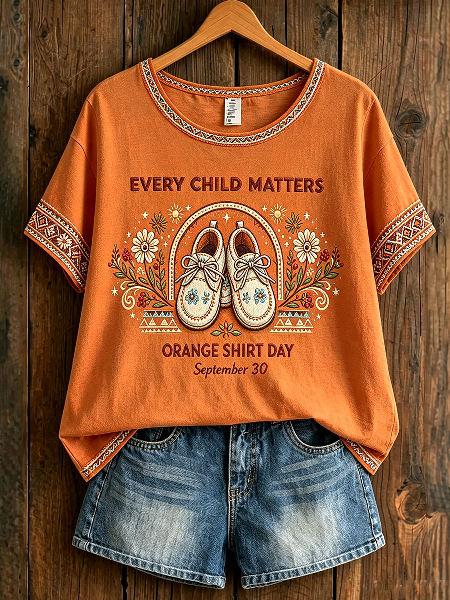 Women's Every Child Matters Printed Vintage Fashion Loose Short Sleeve T-Shirt