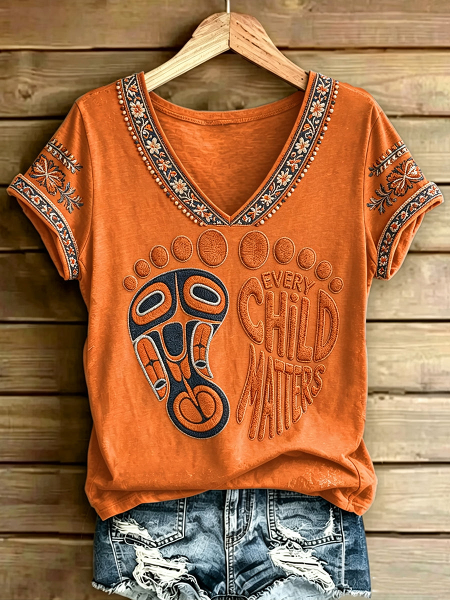 Women's Every Child Matters Printed Vintage Fashion Loose Short Sleeve T-Shirt
