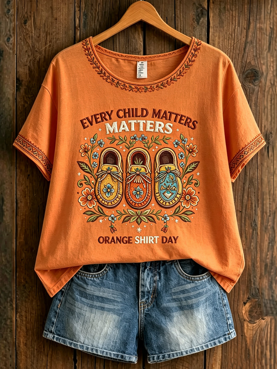 Women's Every Child Matters Printed Vintage Fashion Loose Short Sleeve T-Shirt