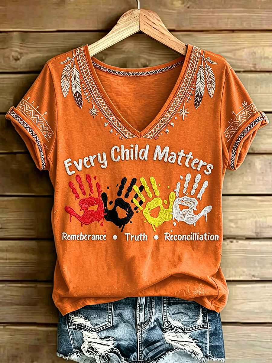 Women's Every Child Matters Printed Vintage Fashion Loose Short Sleeve T-Shirt