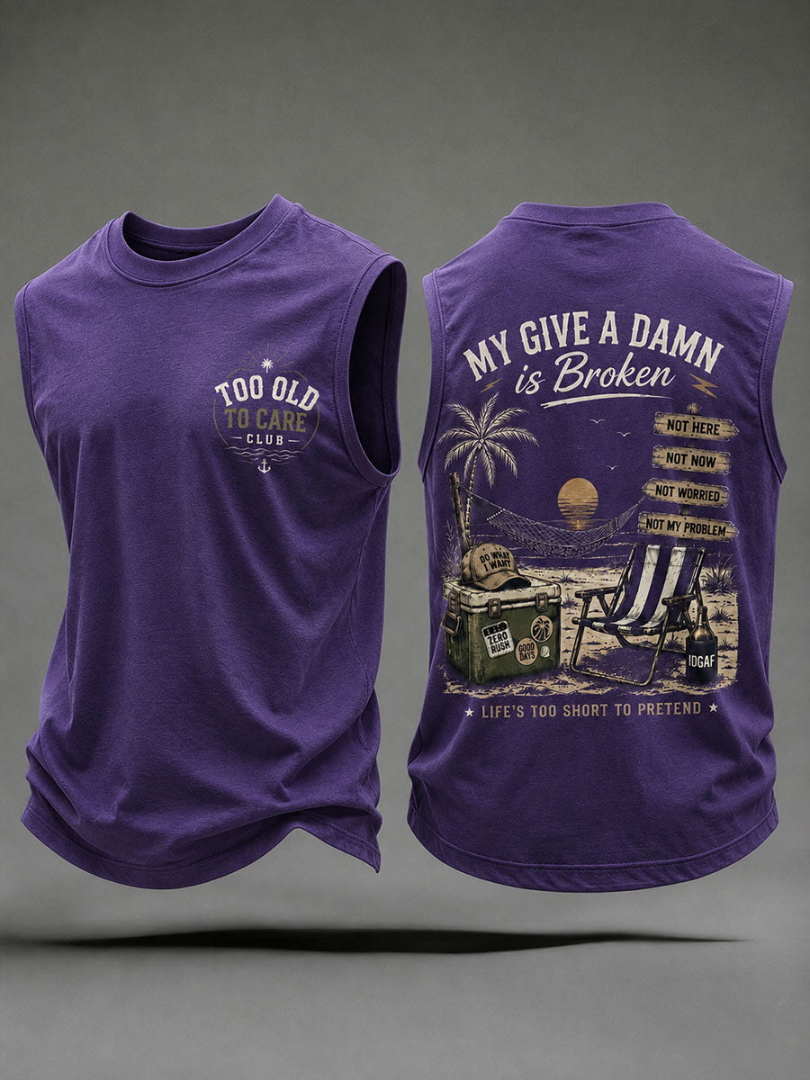 Men's "my give a damn is broken" vests