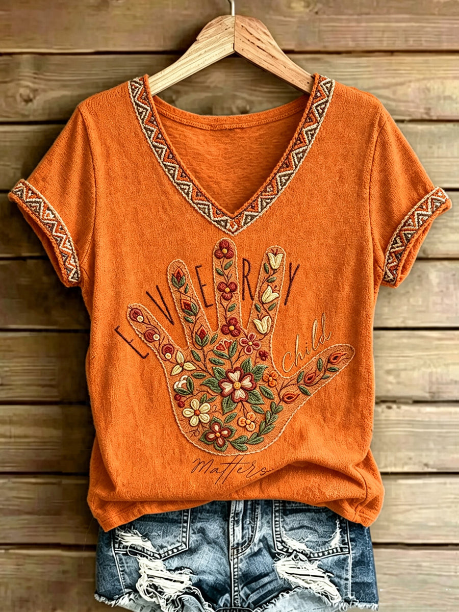 Women's Every Child Matters Printed Vintage Fashion Loose Short Sleeve T-Shirt