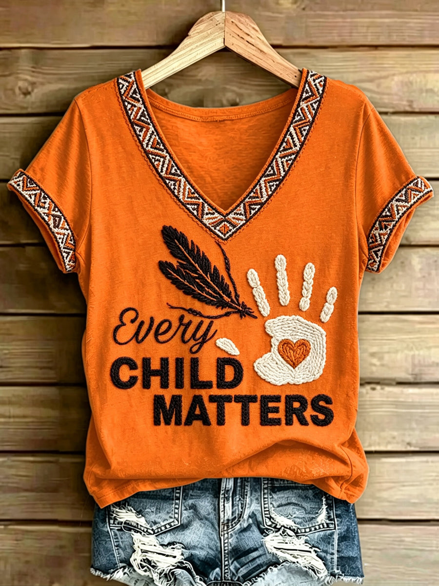 Women's Every Child Matters Printed Vintage Fashion Loose Short Sleeve T-Shirt